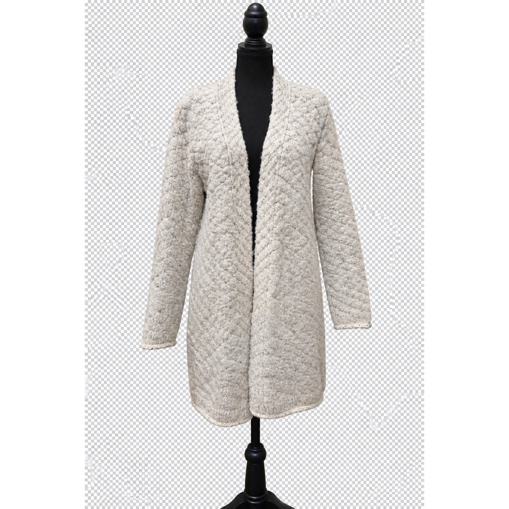J. Jill Open Front Chunky Knit Cardigan Women Small Cream Wool Alpaca Blend